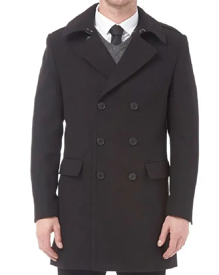 Men's Grey Long Reefer Jacket