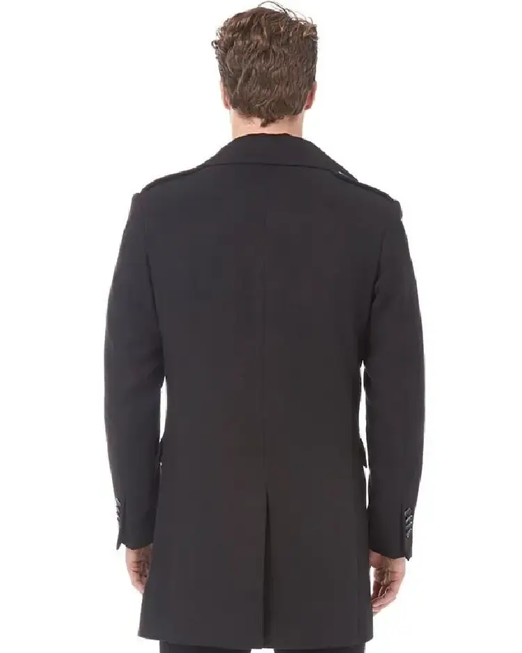 Men'S Grey Long Reefer Jacket 3 Men'S Grey Long Reefer Jacket