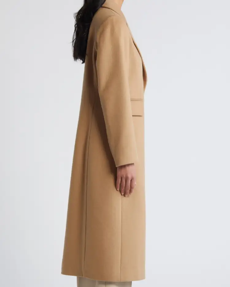 Single Breasted Wool Blend Reefer Coat 4 Single Breasted Wool Blend Reefer Coat Side View