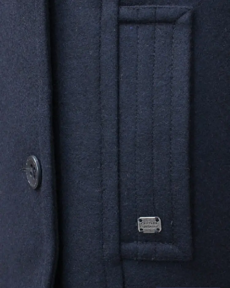 Wool Blend Reefer Jacket Coat 6 Wool Blend Reefer Jacket Coat Close Up View