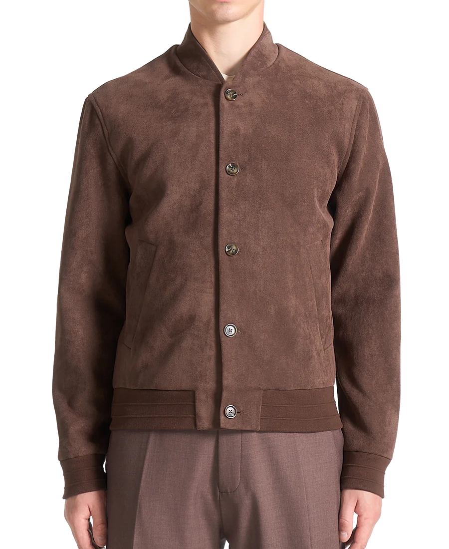 Men's Suede Bomber Brown Jacket