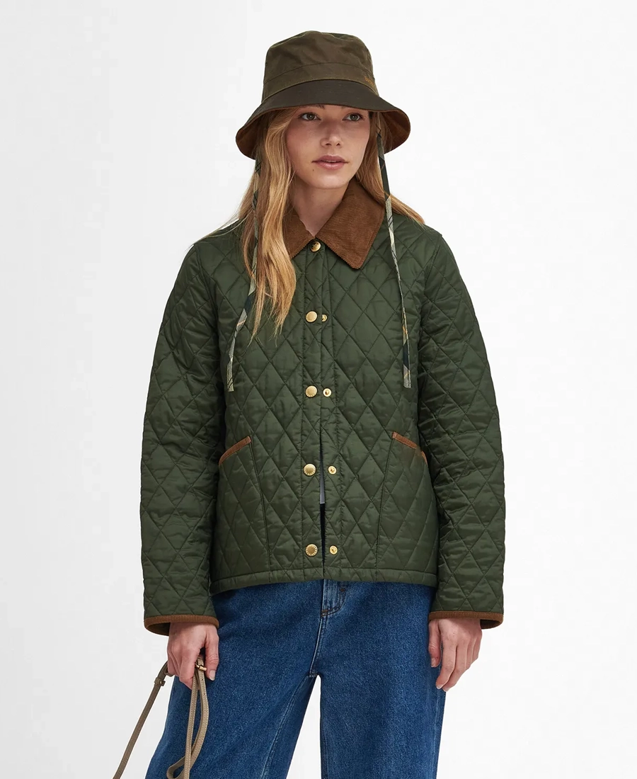 Women's Olive Quilted Puffer Jacket