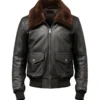 Men's Black Aviator Bomber Leather Jacket