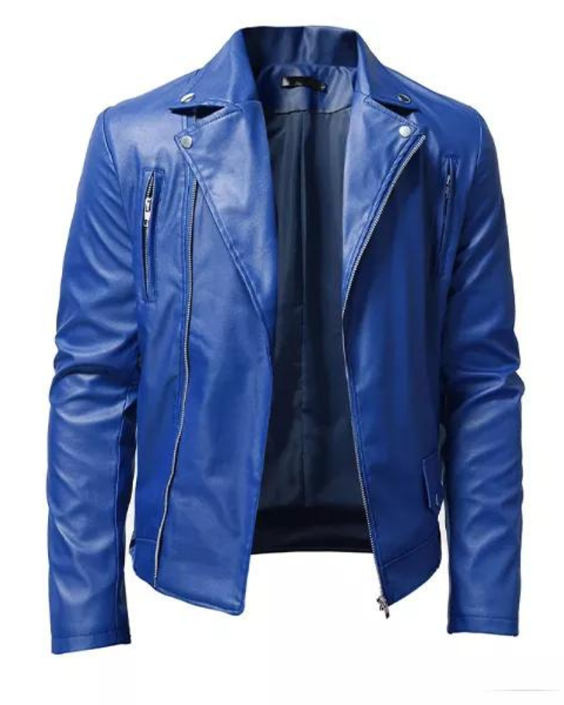 Blue Leather Jacket For Men - Trendy Leather Jackets
