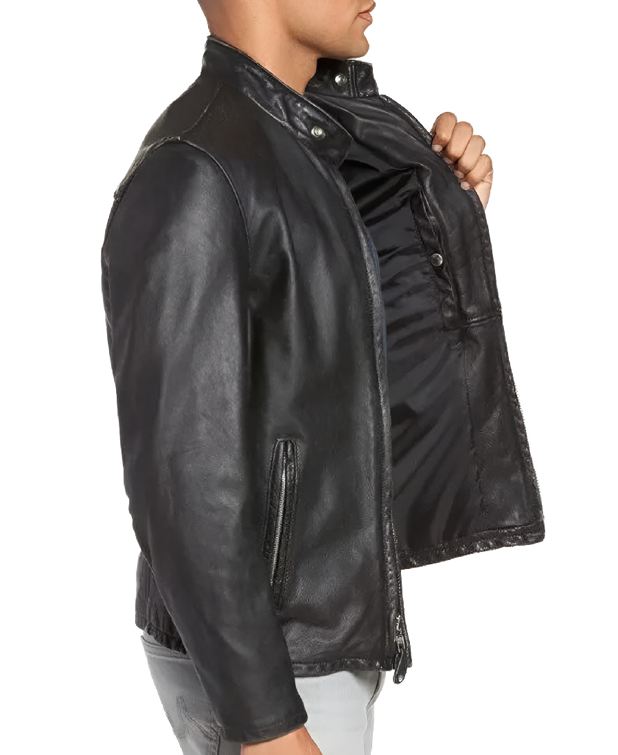 Cowhide Leather Mens Vintage Jacket 3 Cowhide Leather Mens Vintage Jacket Side