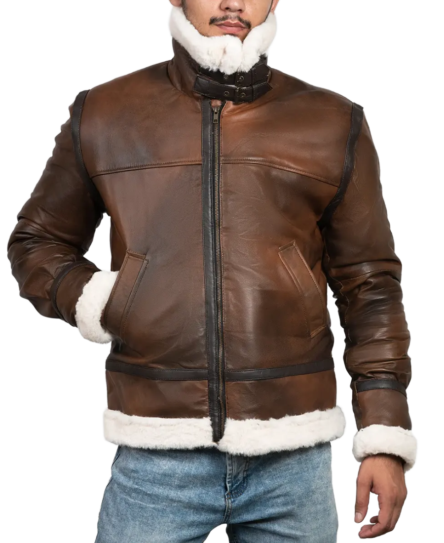 James Men’s Brown Leather Faux Shearling Jacket