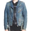 Men’s Blue Denim Biker Jacket