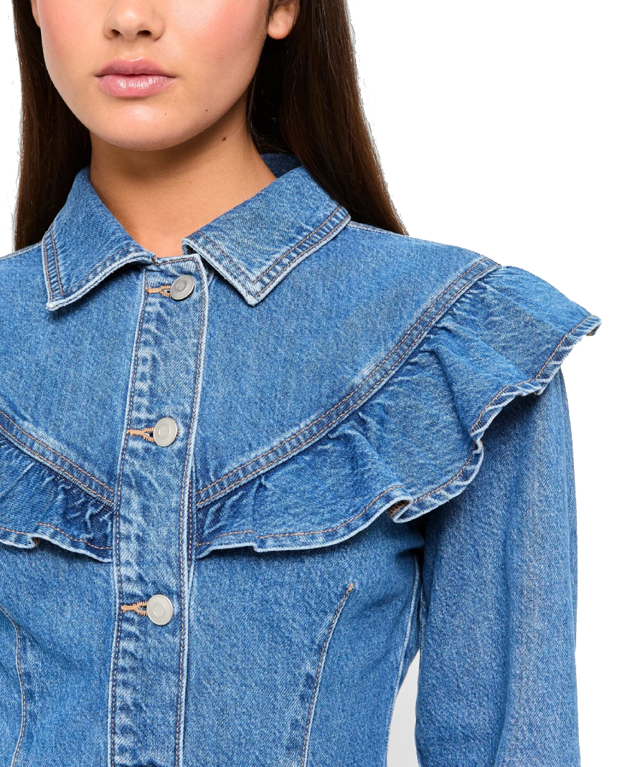 Target Denim Flounce Jacket 4 Target Denim Flounce Jacket Closeup