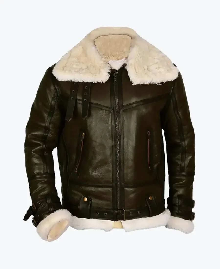 Army B-3 Shearling Brown Leather Aviator Jacket army b-3 shearling brown leather aviator jacket rare jacket