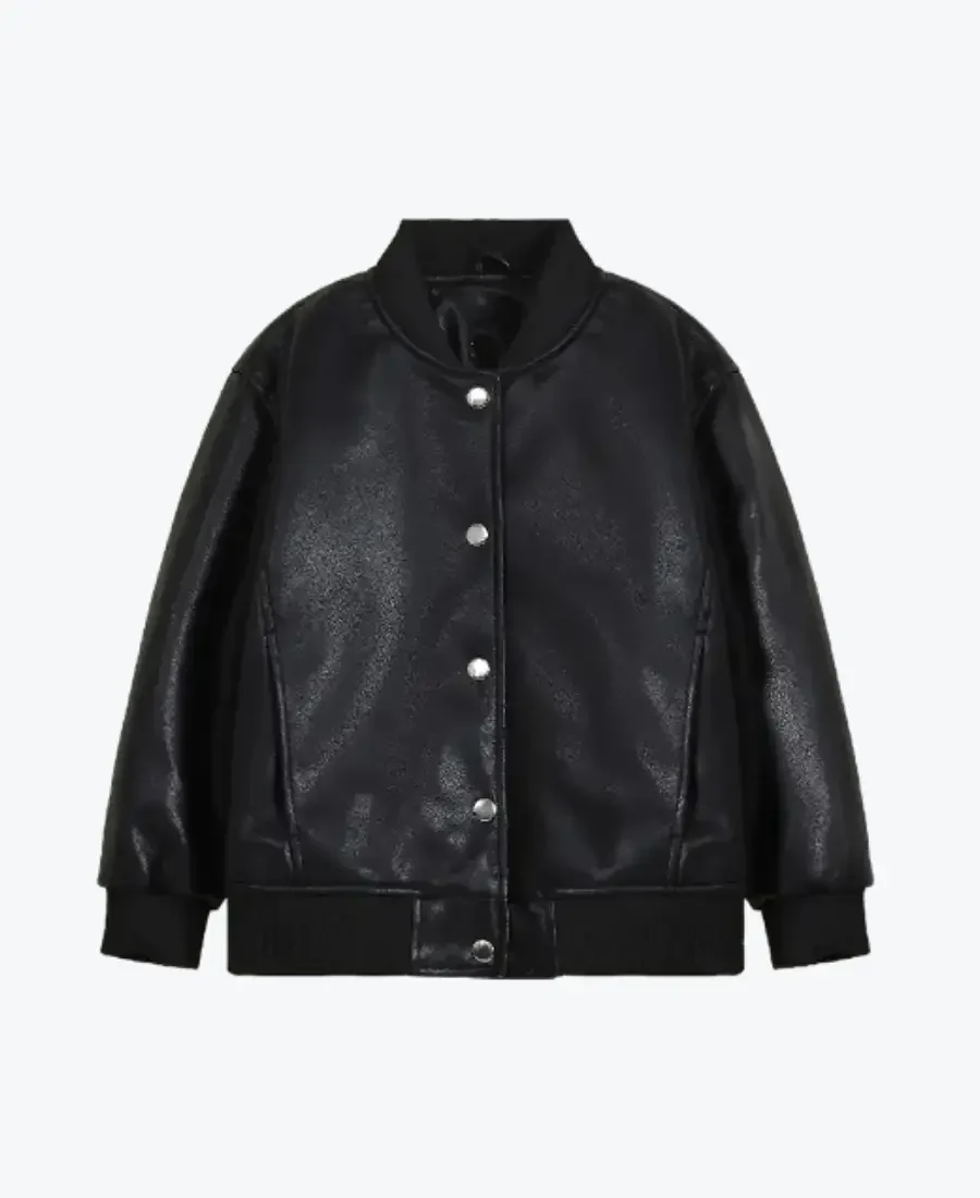 Bomber Black Faux Leather Jacket