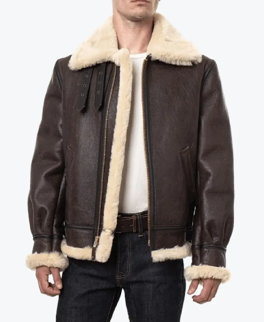 Classic Brown Sheepskin B3 Bomber Shearling Jacket
