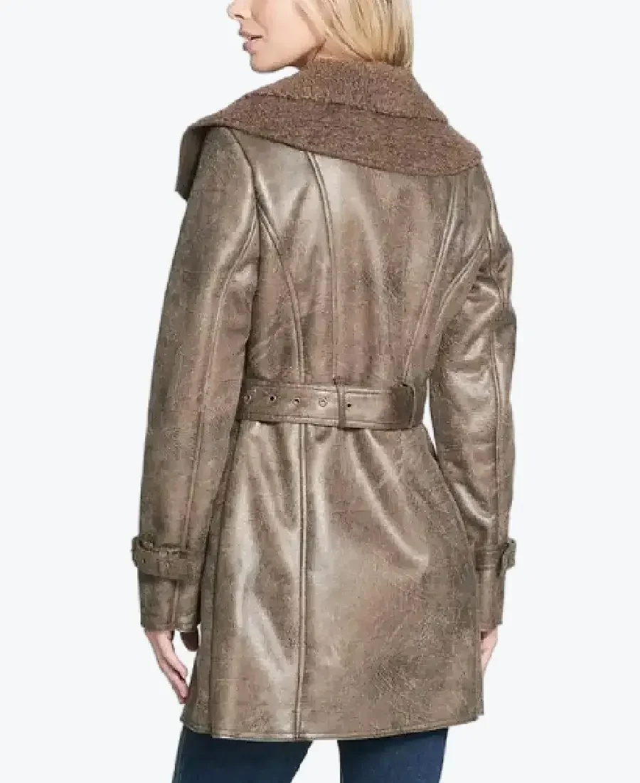 Duster Shearling Mid-Length Trench Coat Back - Rare Jackets