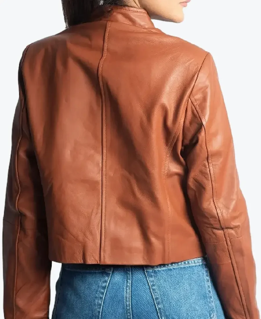 Fannie Women’s Brown Leather Jacket Back - Rare Jackets