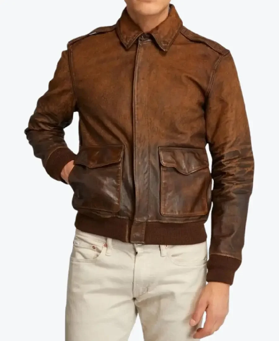 Gus Distressed Brown Leather Jackets Rare Jacket
