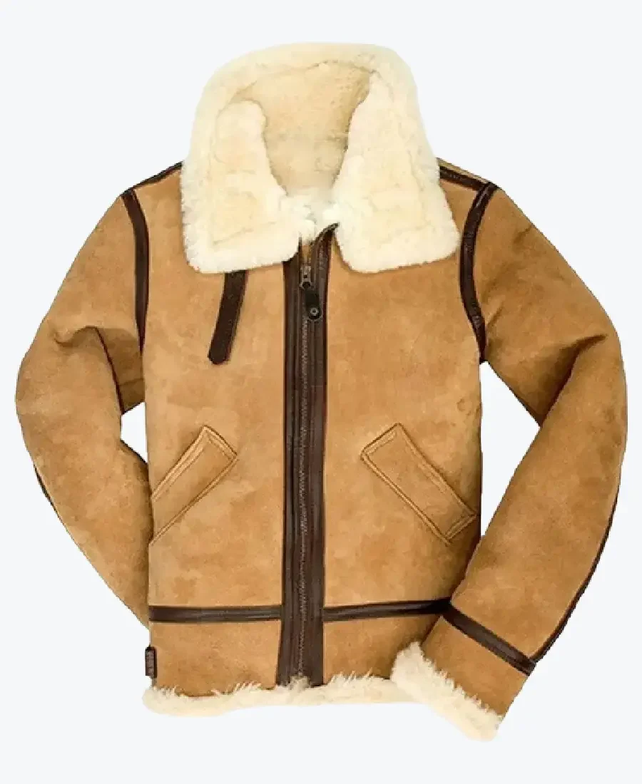 Jake B-3 Shearling Brown Leather Aviator Jacket jake b-3 shearling brown leather aviator jacket rare jacket