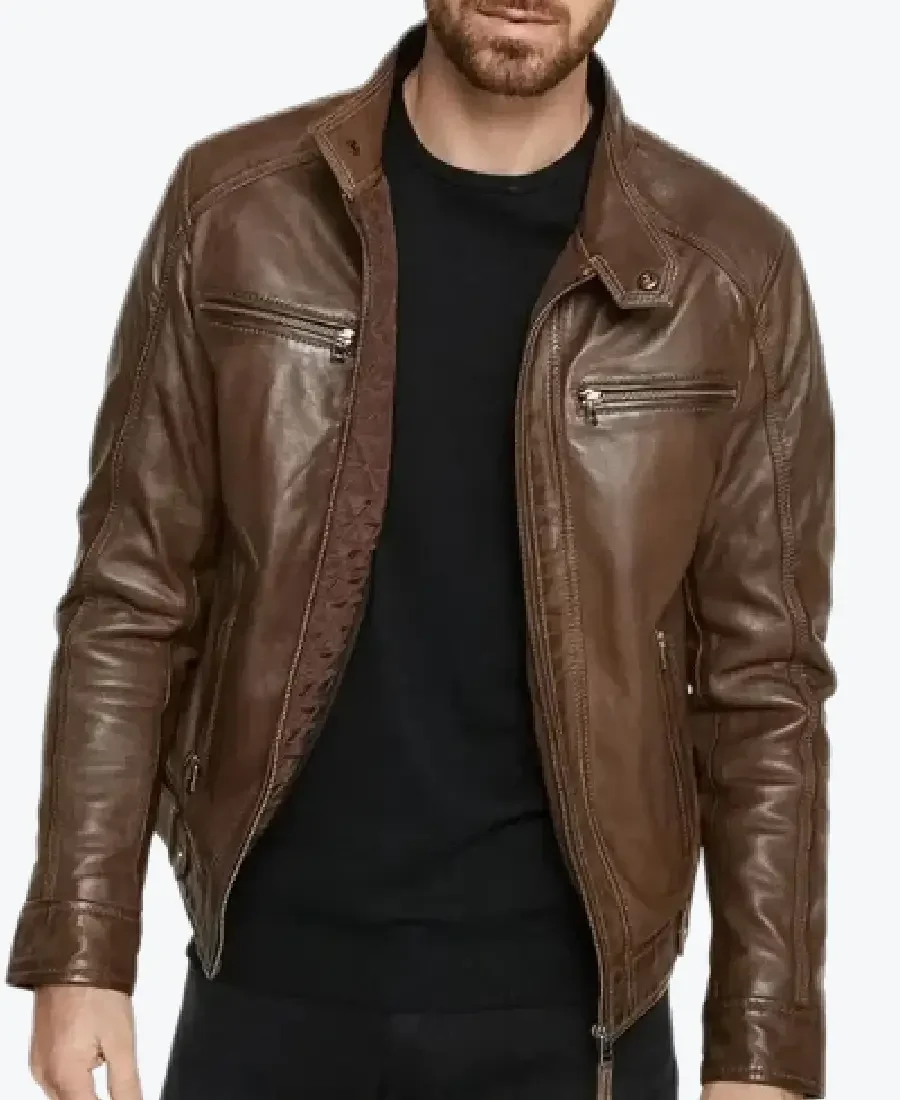 Lamb Skin Hooded Brown Genuine Leather Jackets