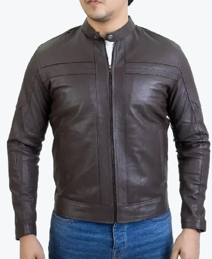 Men Brown Urban Style Leather Jacket Rare Jacket