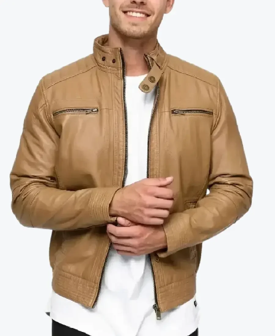 Men’s Camel Brown Urban Lambskin Leather Jacket Rare Jacket