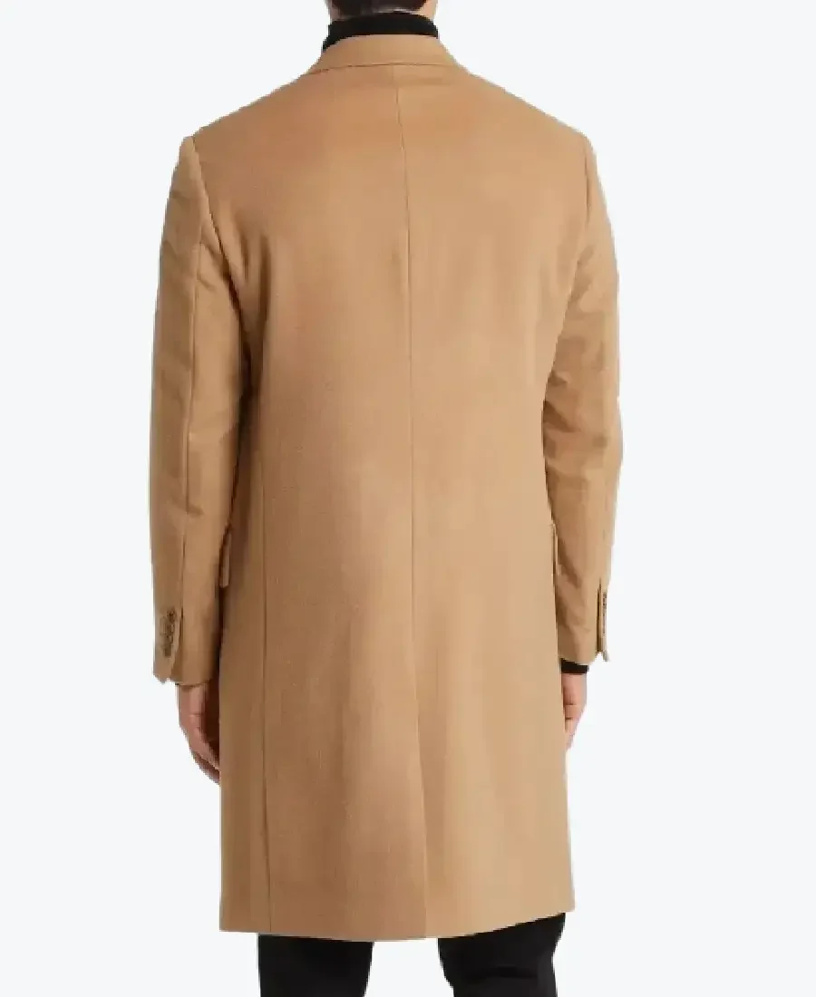 Men's Classic Beige Wool Trench Coat back - Rare Jackets
