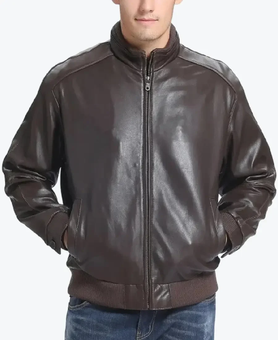 Men’s Classic Fit Lambskin Leather Bomber Jacket Rare Jacket