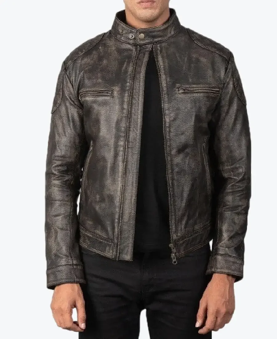 Men's Distressed Brown Leather Jackets Rare Jacket