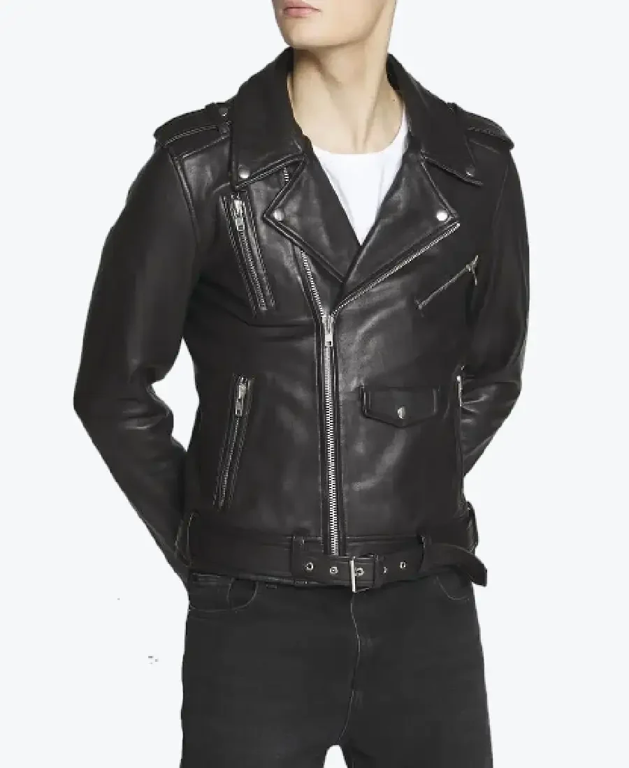 Men’s Lapel Style Black Motorcycle Jackets Rare Jacket