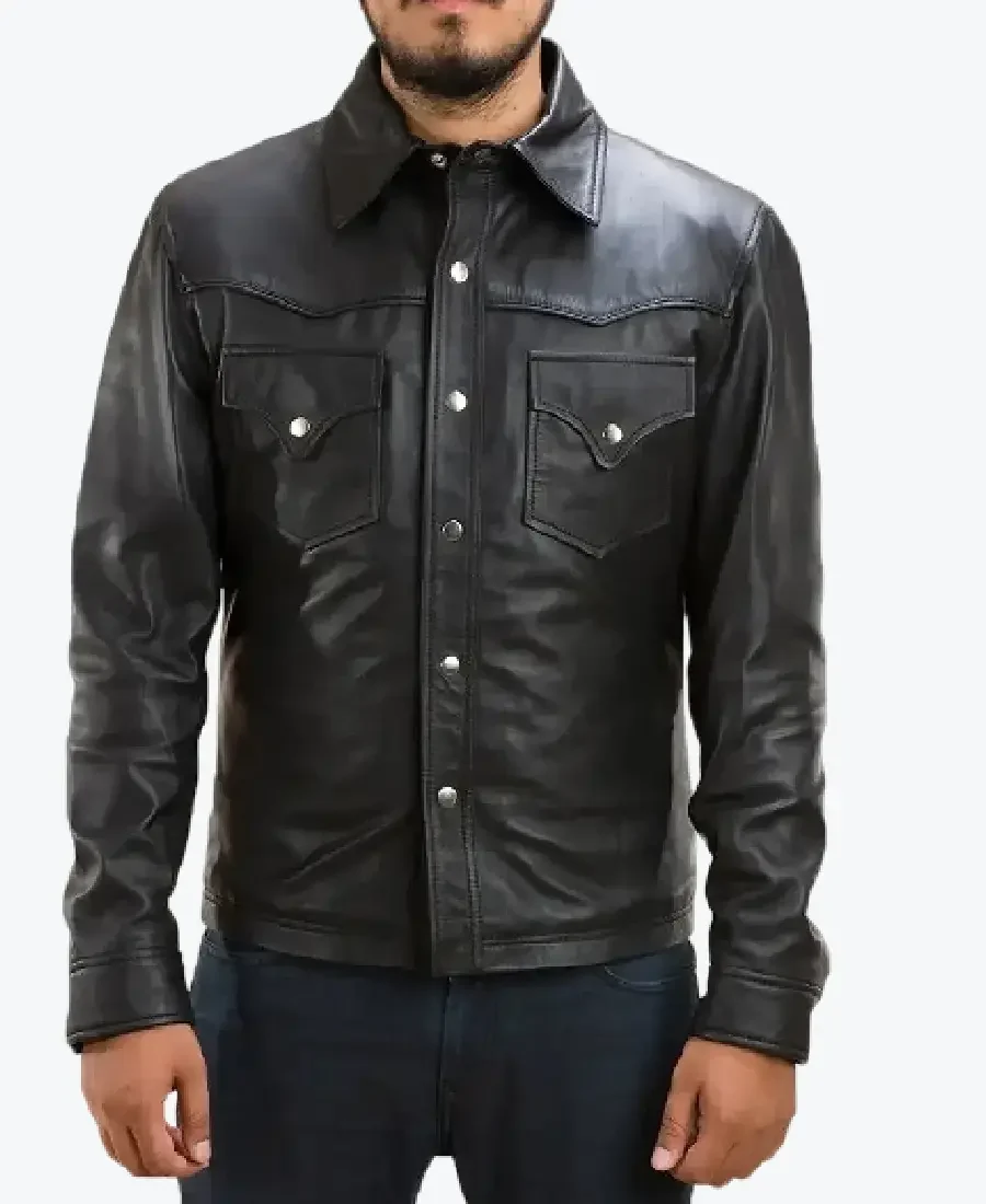 Ranchson Black Leather Shirt Jackets Rare Jacket