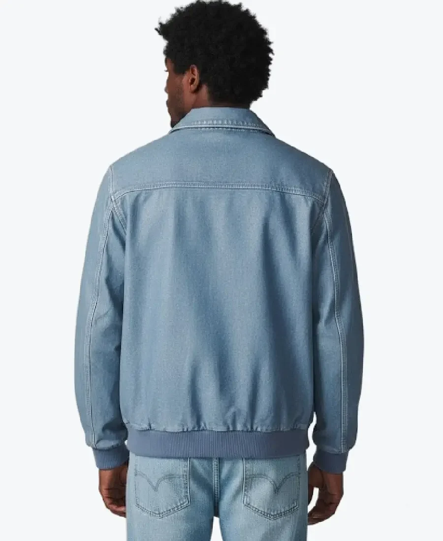 Shop THe Men's Blue Nash Denim Leather Jacket