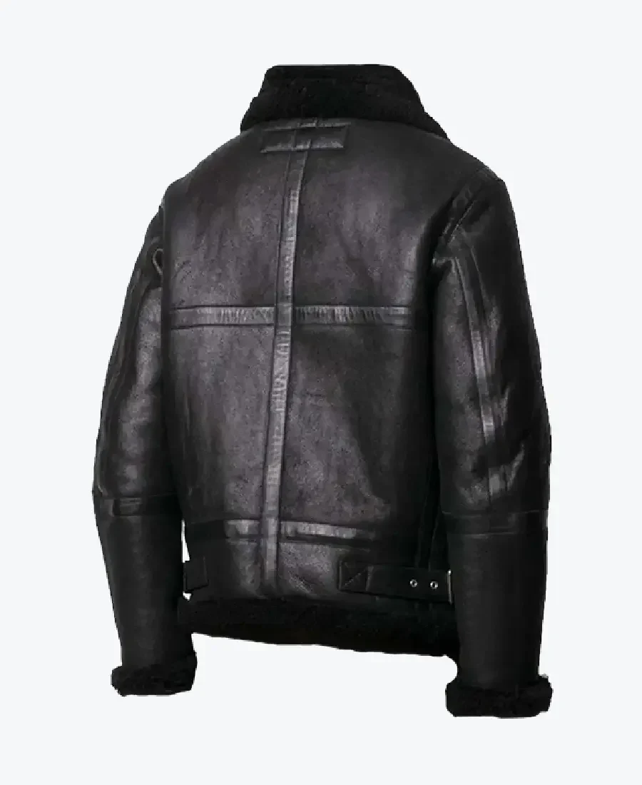 shop the ashley b-3 shearling black leather aviator jacket