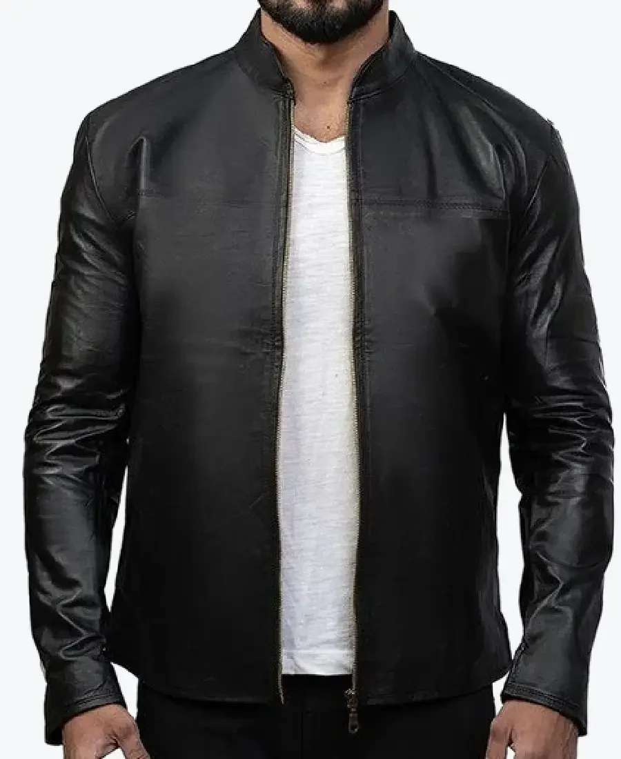 Shop The Charcoal Black Slim fit Leather Jacket - Rare Jackets