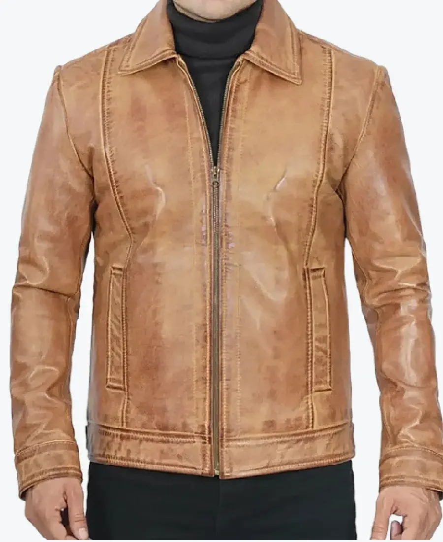 Shop The Harry Mens Brown Vintage Leather Jacket - Rare Jackets