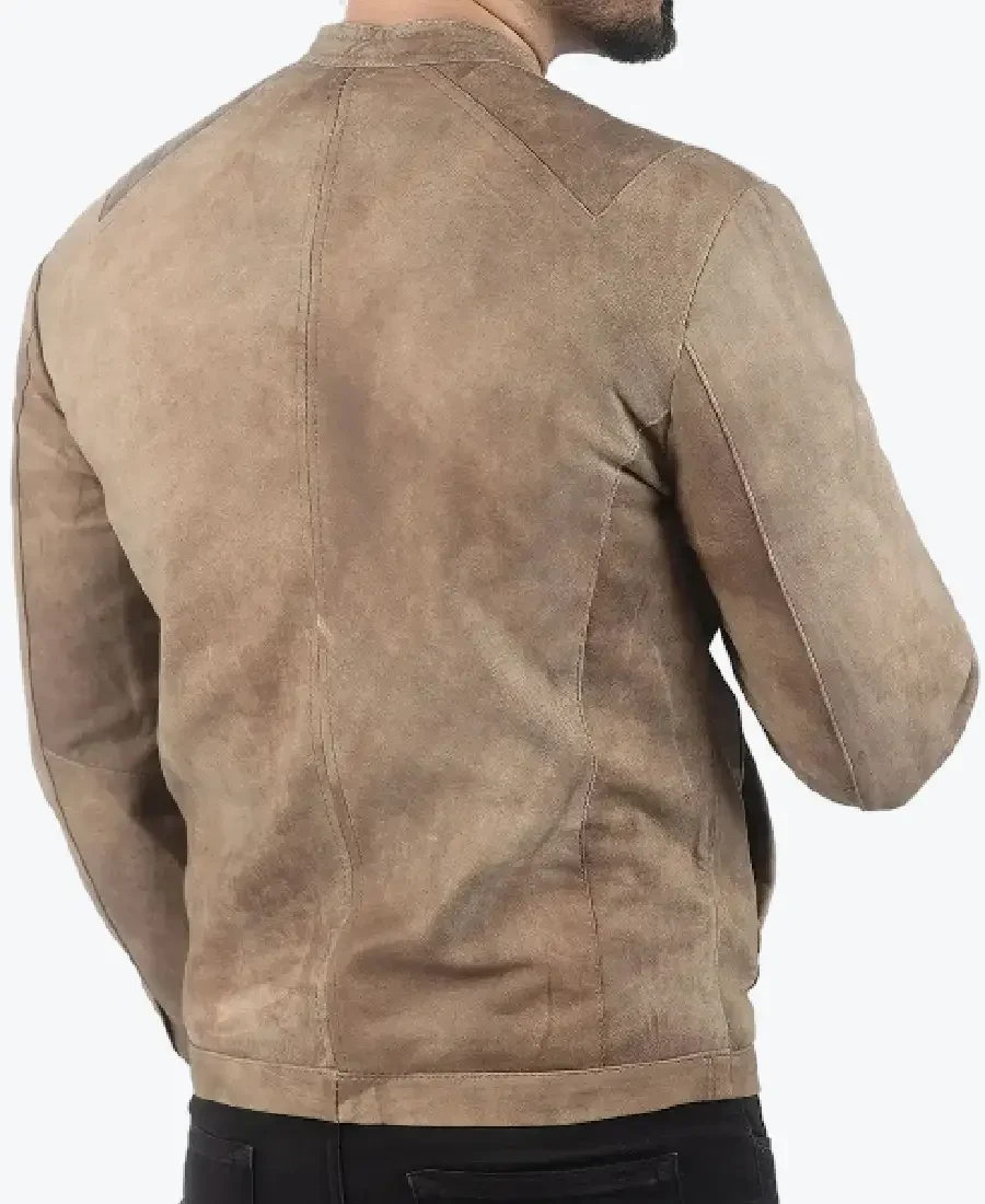 Shop The Men’s Distressed Beige Leather Biker Jacket