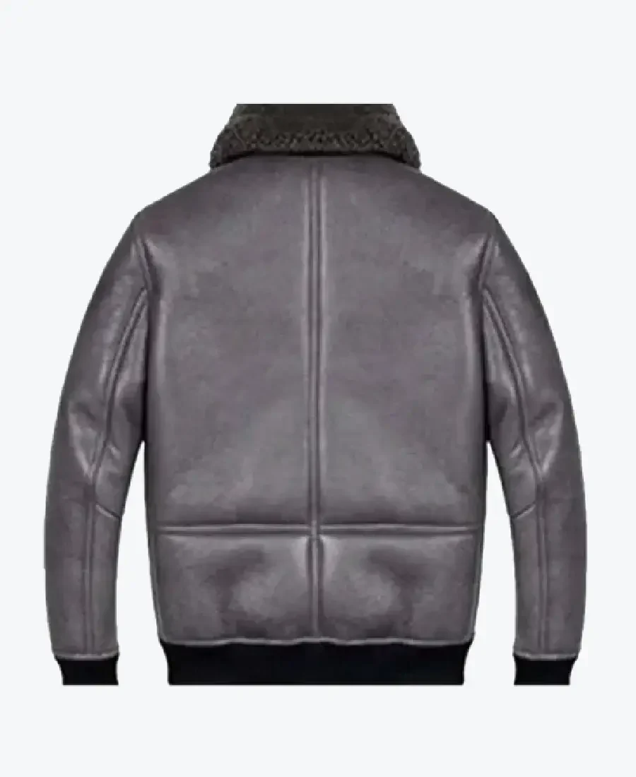 Shop The Men's Shearling Grey Sheepskin B2 Leather Jacket Rare Jacket