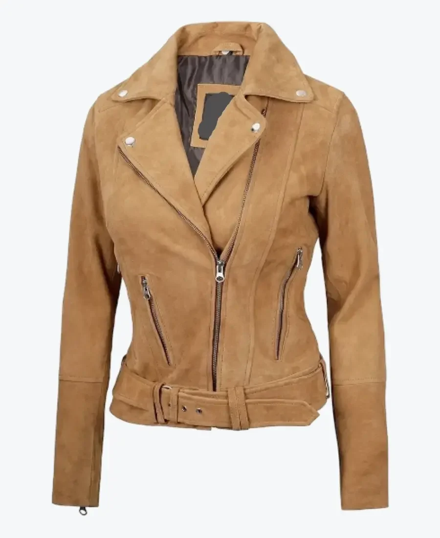 Shop The Women's Brown Asymmetrical Suede Biker Jacket