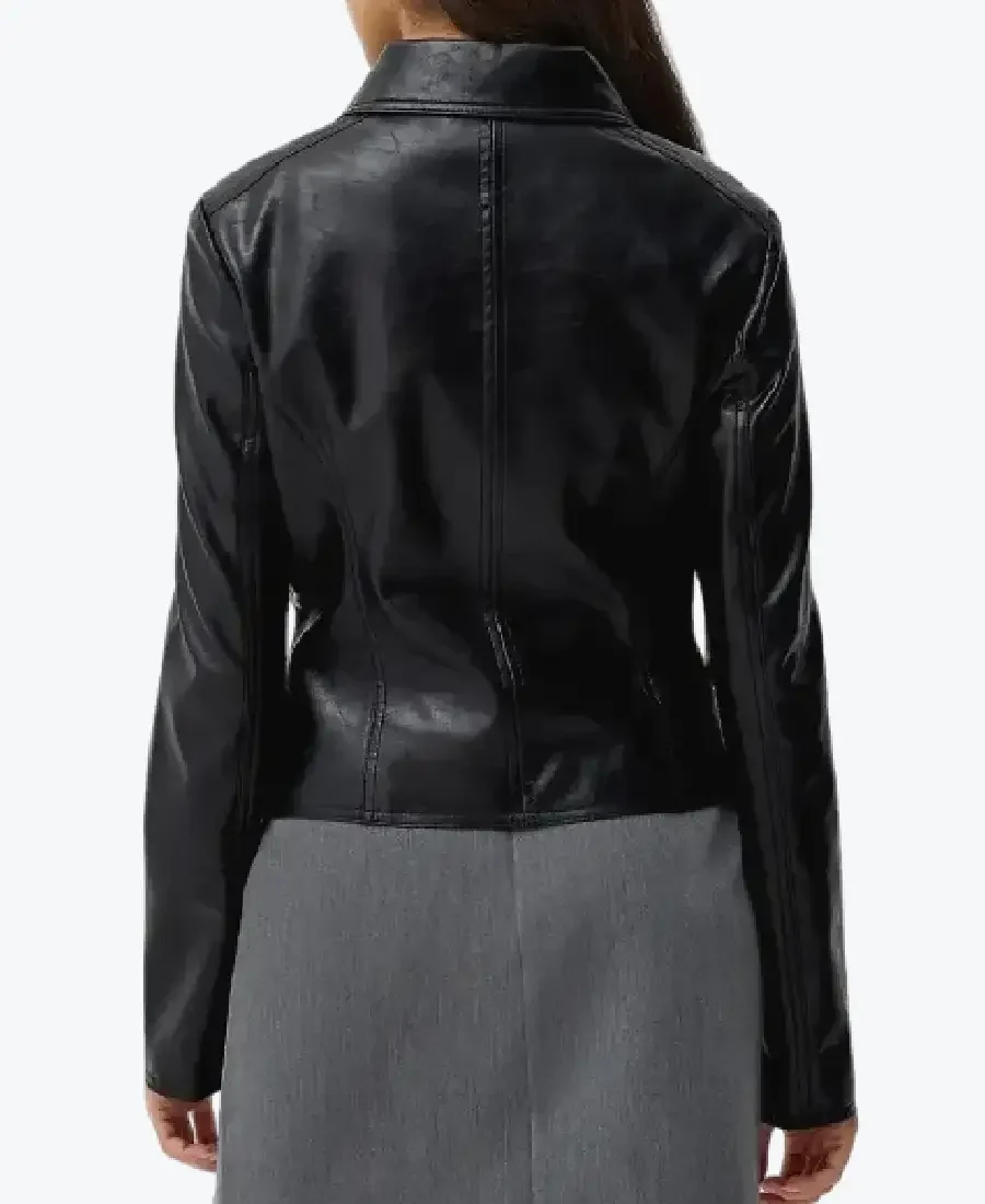 Shop The Womens Shirt Collar Black Leather Jackets Rare Jacket