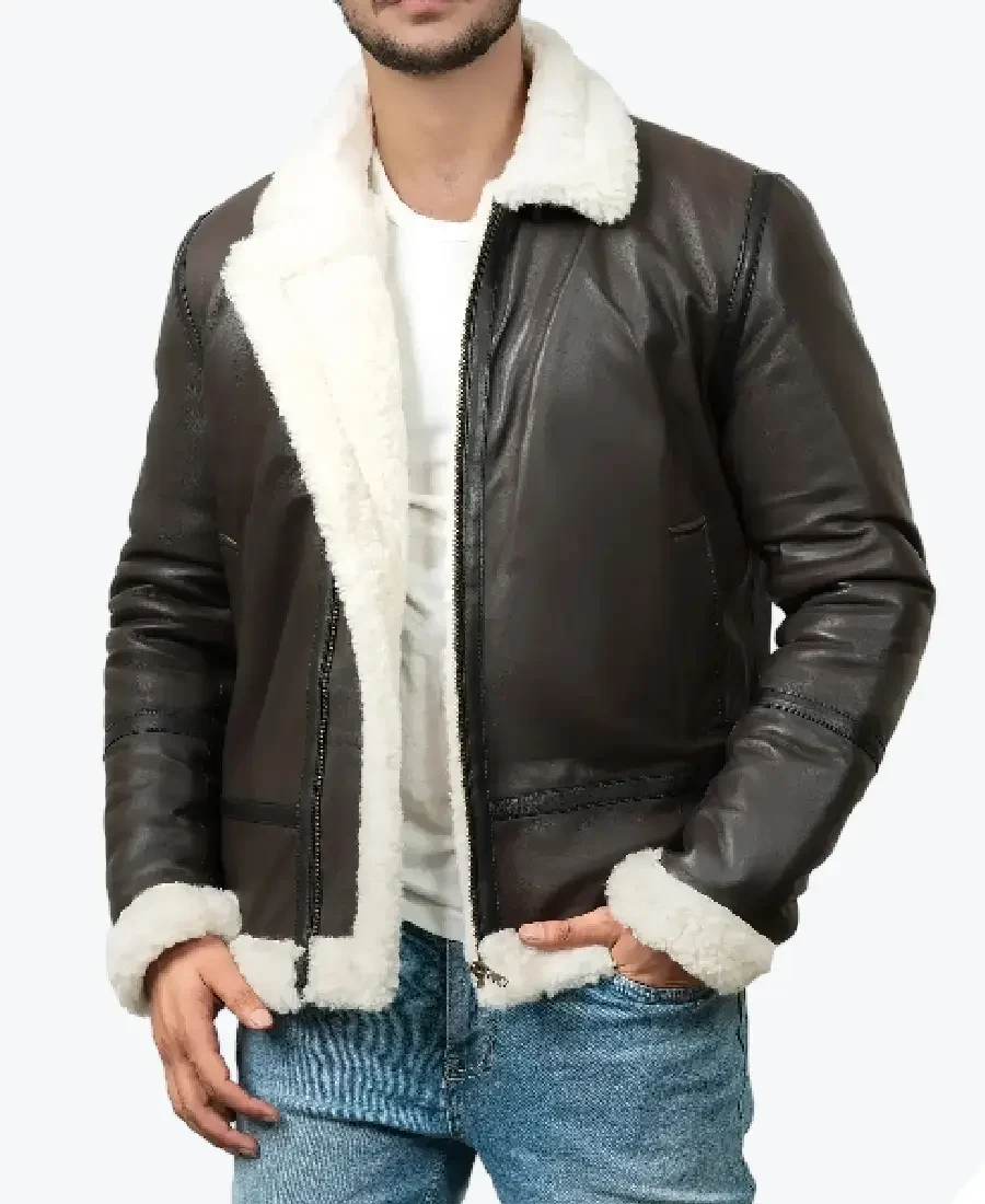 Theodore Men’s Brown B-3 Bomber Leather Jacket theodore men’s brown b-3 bomber leather jacket