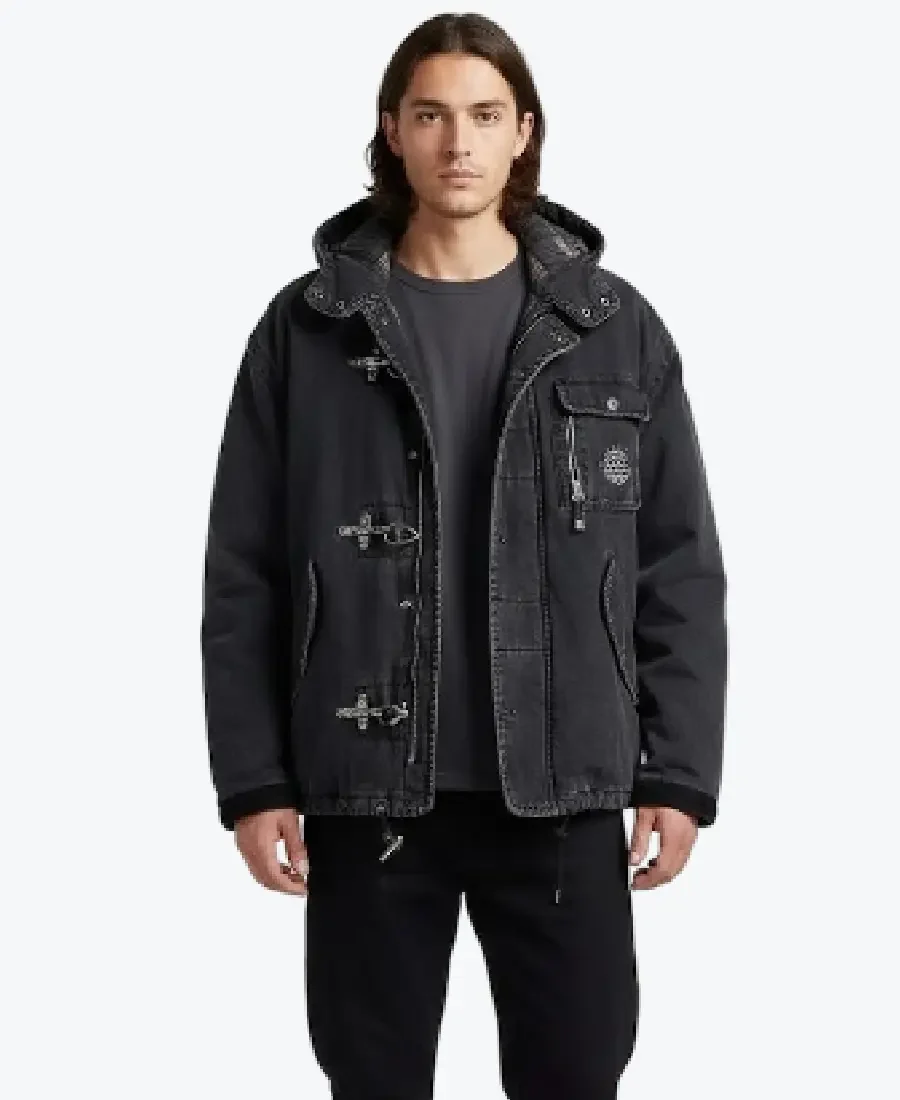 Vintage Energie Black Denim Hooded Jacket vintage energie black denim hooded jacket - rare jackets