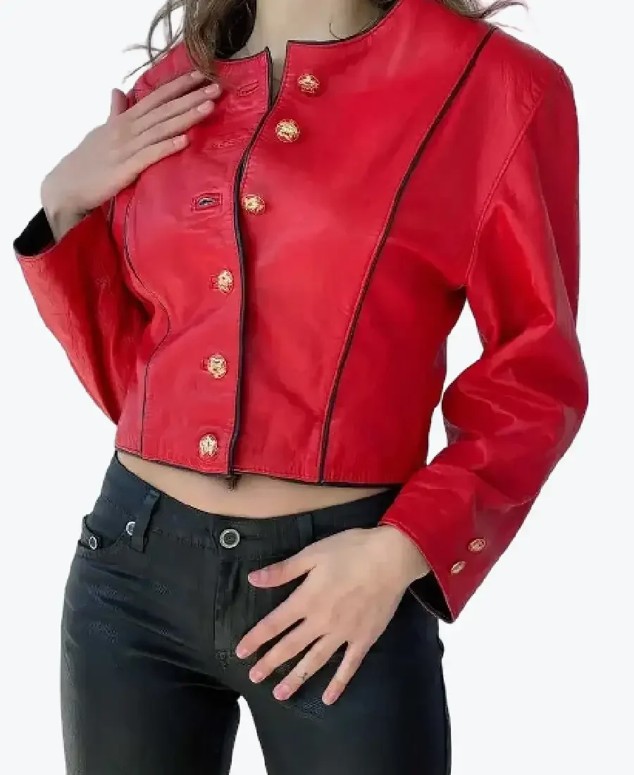 Women Vintage Red Genuine Leather Jackets Rare Jacket