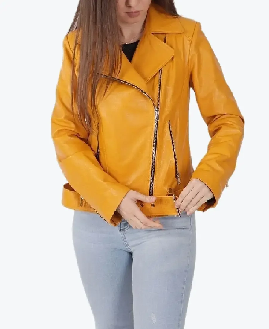 Jenna Yellow Biker Leather Jackets jenna yellow biker leather jackets rare jacket