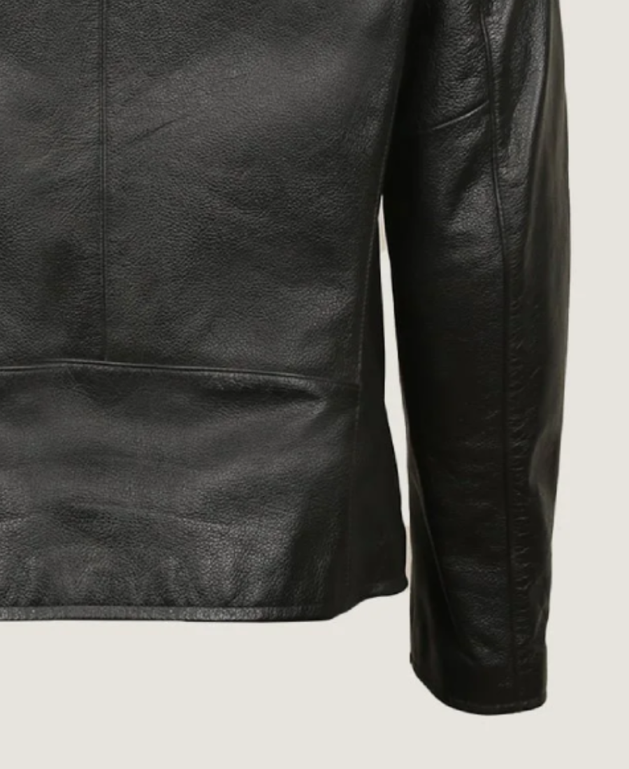 Men'S Black Classy Bomber Leather Jacket 4 Men’s Black Classy Bomber Leather Jacket Sleeves