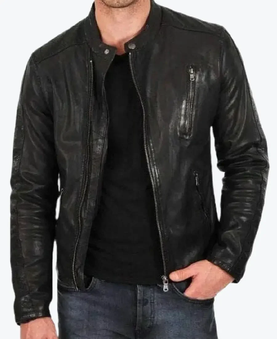 Men's Black Mobil Cafe Racer Jackets Rare Jacket