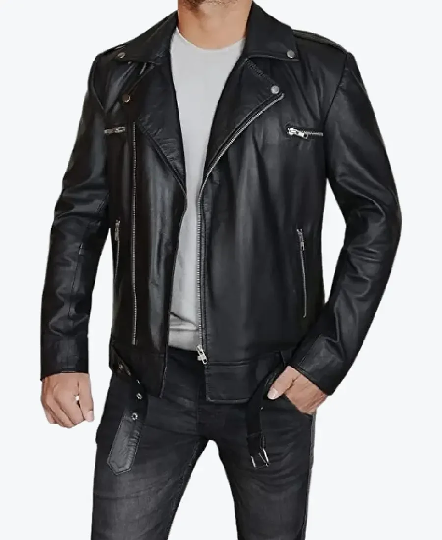 Men's Negan Leather Biker Jacket - Rare Jackets