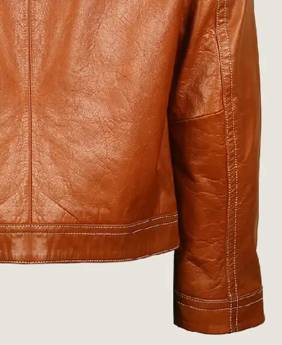 Men'S Pilot Brown Leather Bomber Jacket 4 Men’s Pilot Brown Leather Bomber Jacket Sleeves