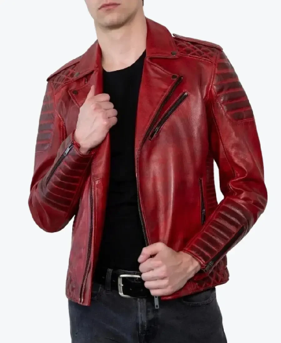 Men'S Quilted Red Leather Biker Jackets men's quilted red leather biker jackets rare jacket