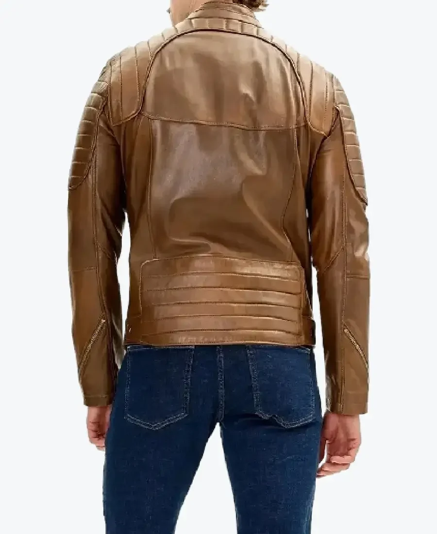 Shop The Men Piping Details Brown Moto Leather Jackets Rare Jacket