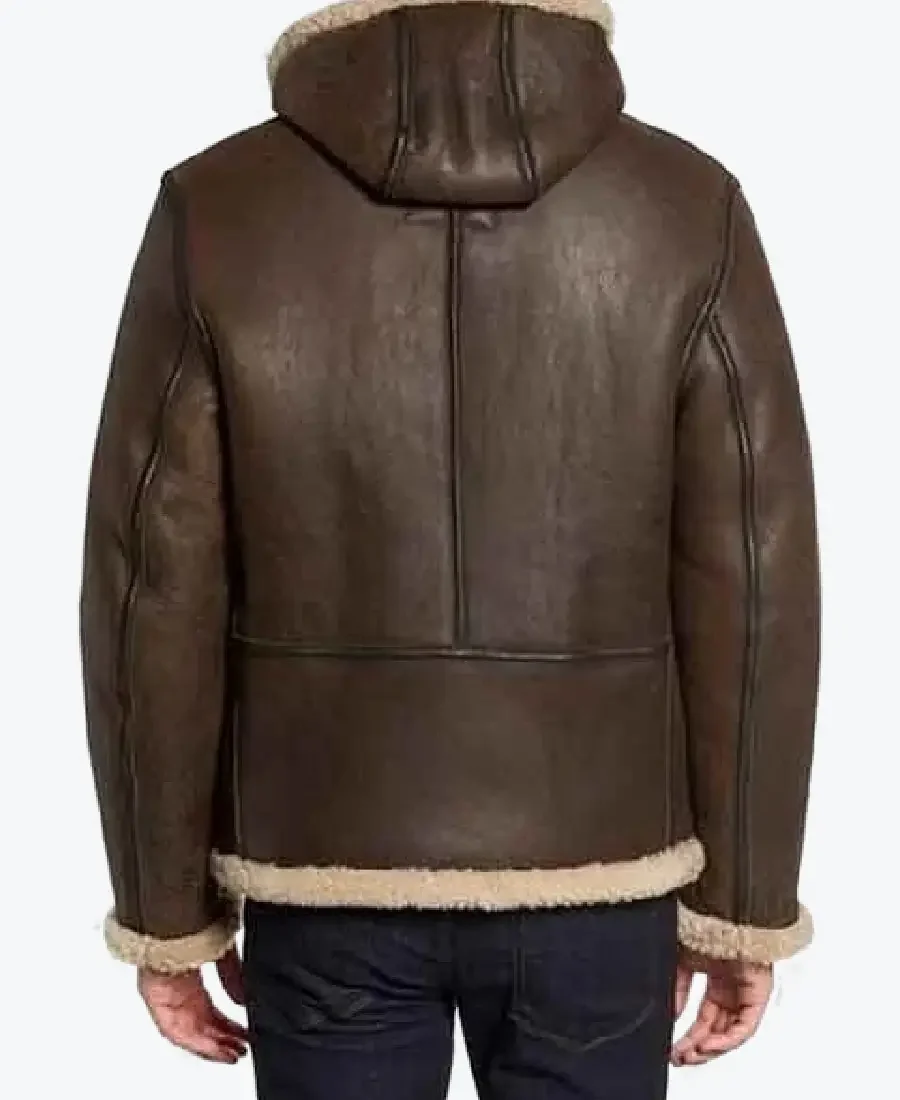 Shop The Men’s B6 Dark Brown Hooded Shearling Leather Jackets Rare Jacket