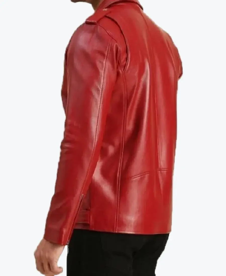 Shop The Men's Red Asymmetrical Biker Leather Jackets Rare Jacket