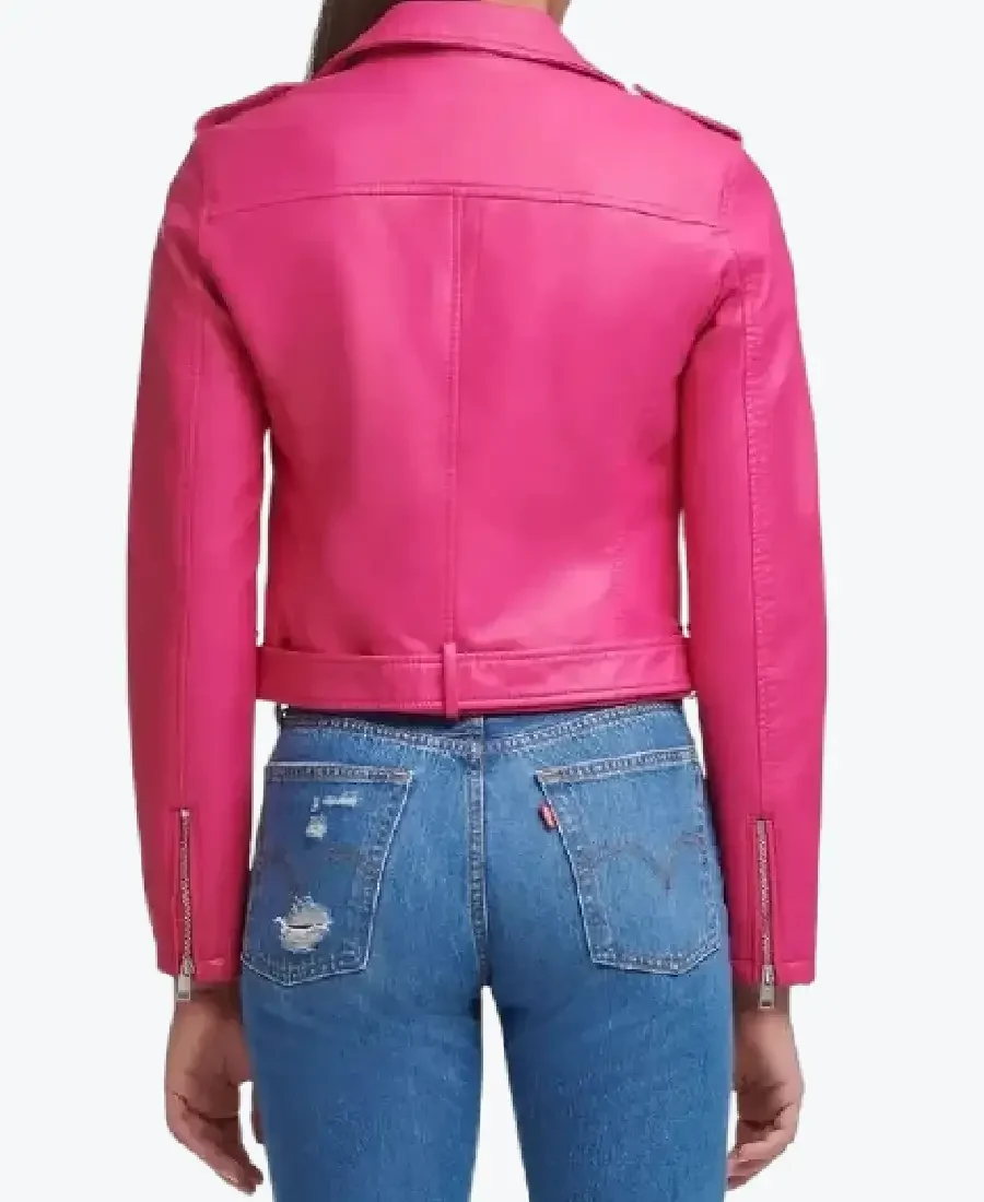 Shop The Women Asymmetrical Hot Pink Leather Biker Jackets Rare Jacket