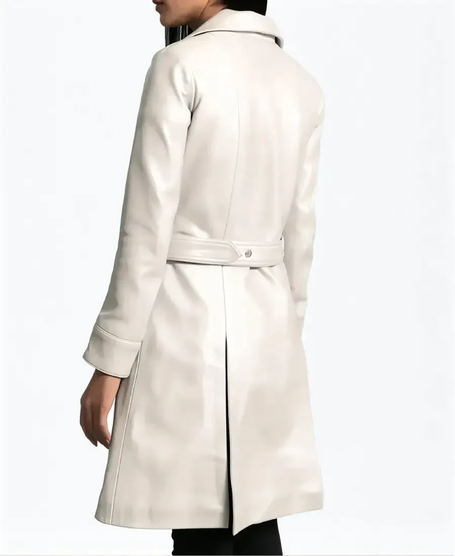 Shop The Women's Moonlight Off White Leather Trench Coat
