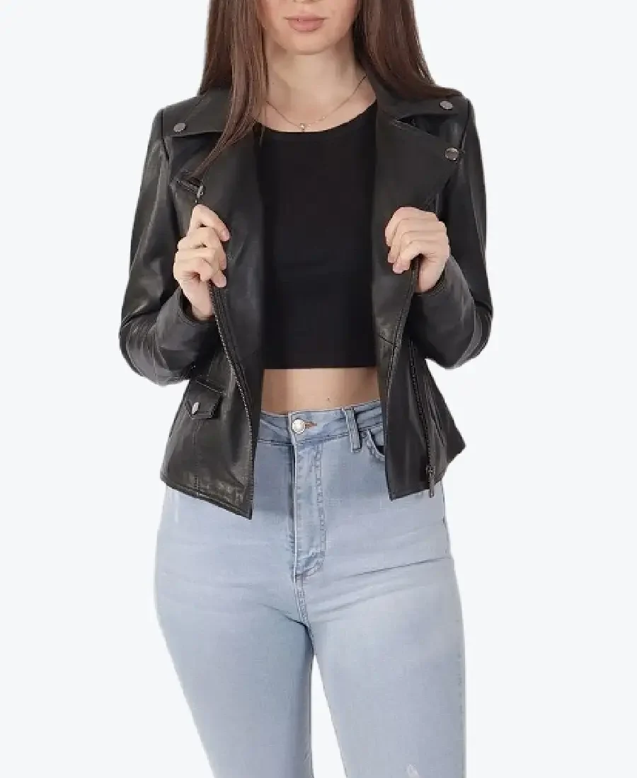 Women Adeline Black Biker Jackets Rare Jacket